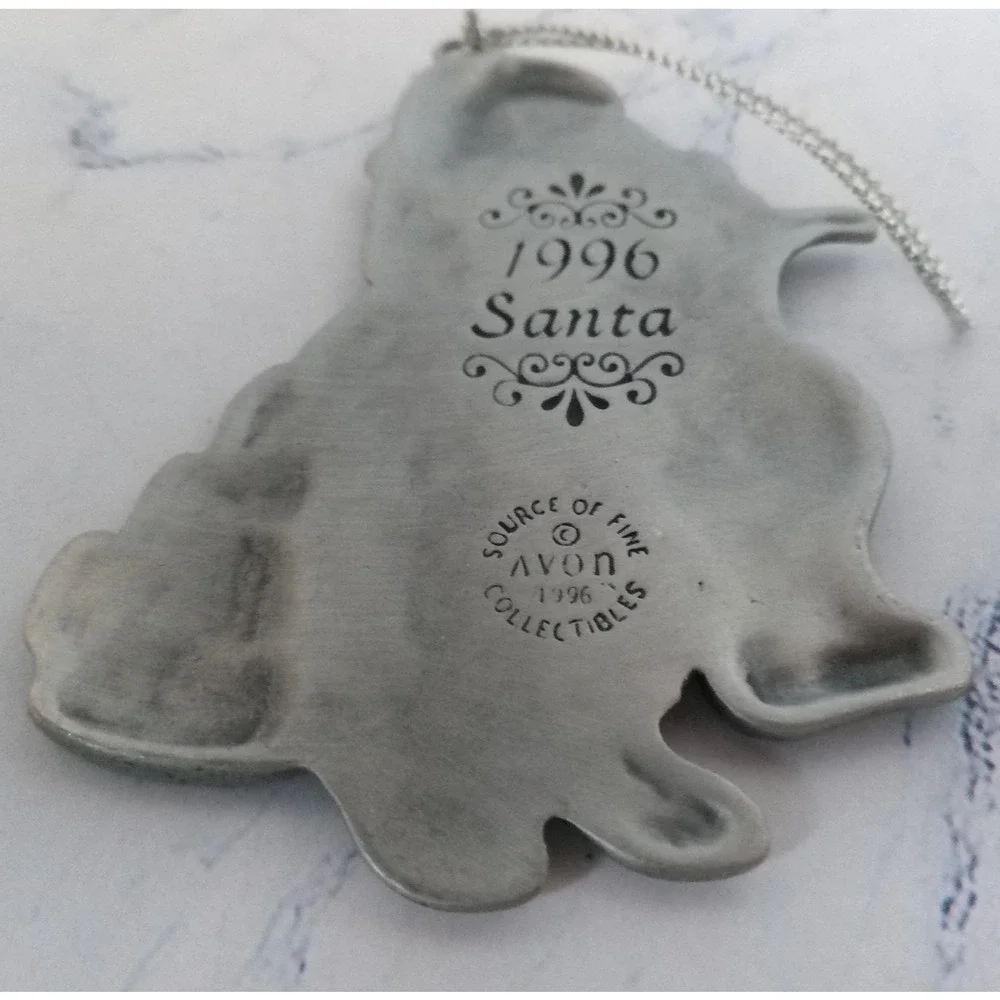 1996 Avon Pewter Santa Checking His List Ornament